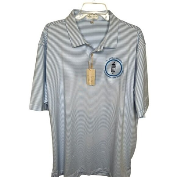 Peter Millar Polo Shirt Mens XXL Blue Striped CB Central Division NWTs - Picture 1 of 5